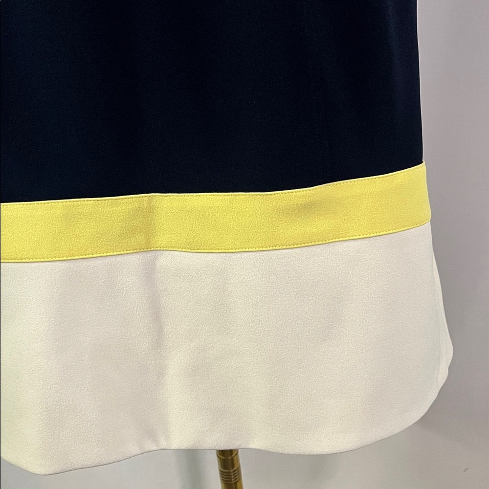 Tommy Hilfiger Navy Yellow & Beige Color Block Sleeveless Sheath Dress - Picture 9 of 16
